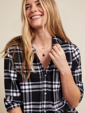 NEW Frank & Eileen Grayson The Hero Button Down Black Feathered Flannel Sz S